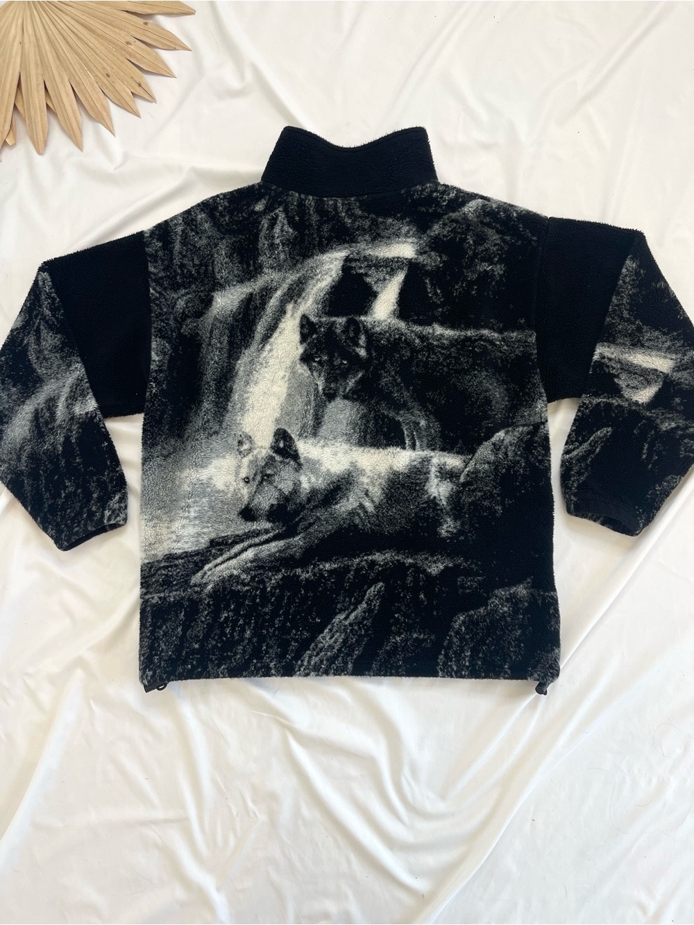 Vintage Caribou Crossings Wolf Wolves Alaska Fleece All Over Print Sherpa Jacket - Picture 7 of 8